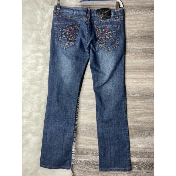 Ed Hardy Jeans Vintage Ed Hardy Womens Jeans 3 Bling Gem Rhinestone